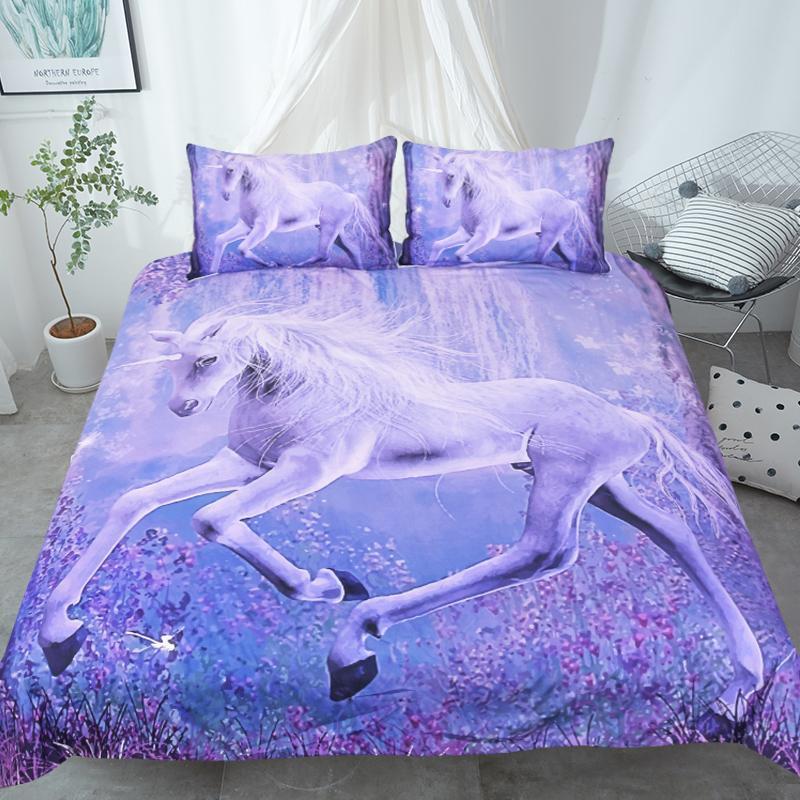 Scenic Purple Unicorn Floral ART HOP 3D Customized Duvet Cover Bedding Sets