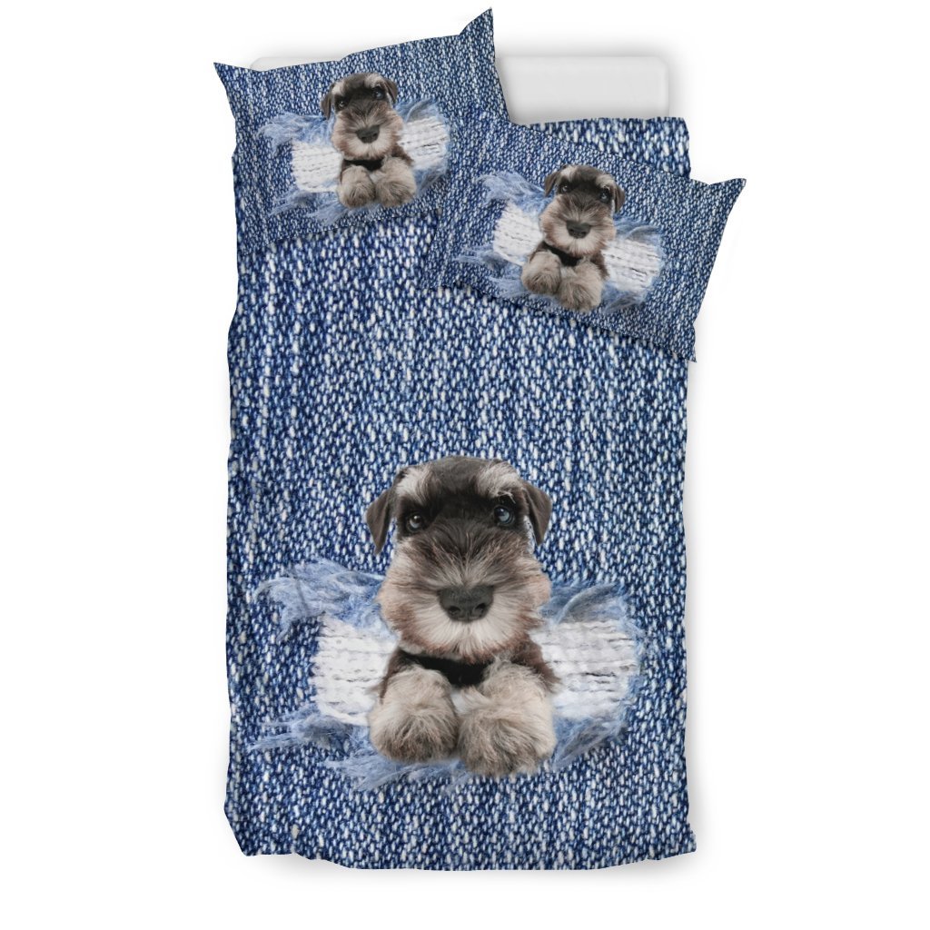 Schnauzer Break The Wall 3D Customized Duvet Cover Bedding Sets