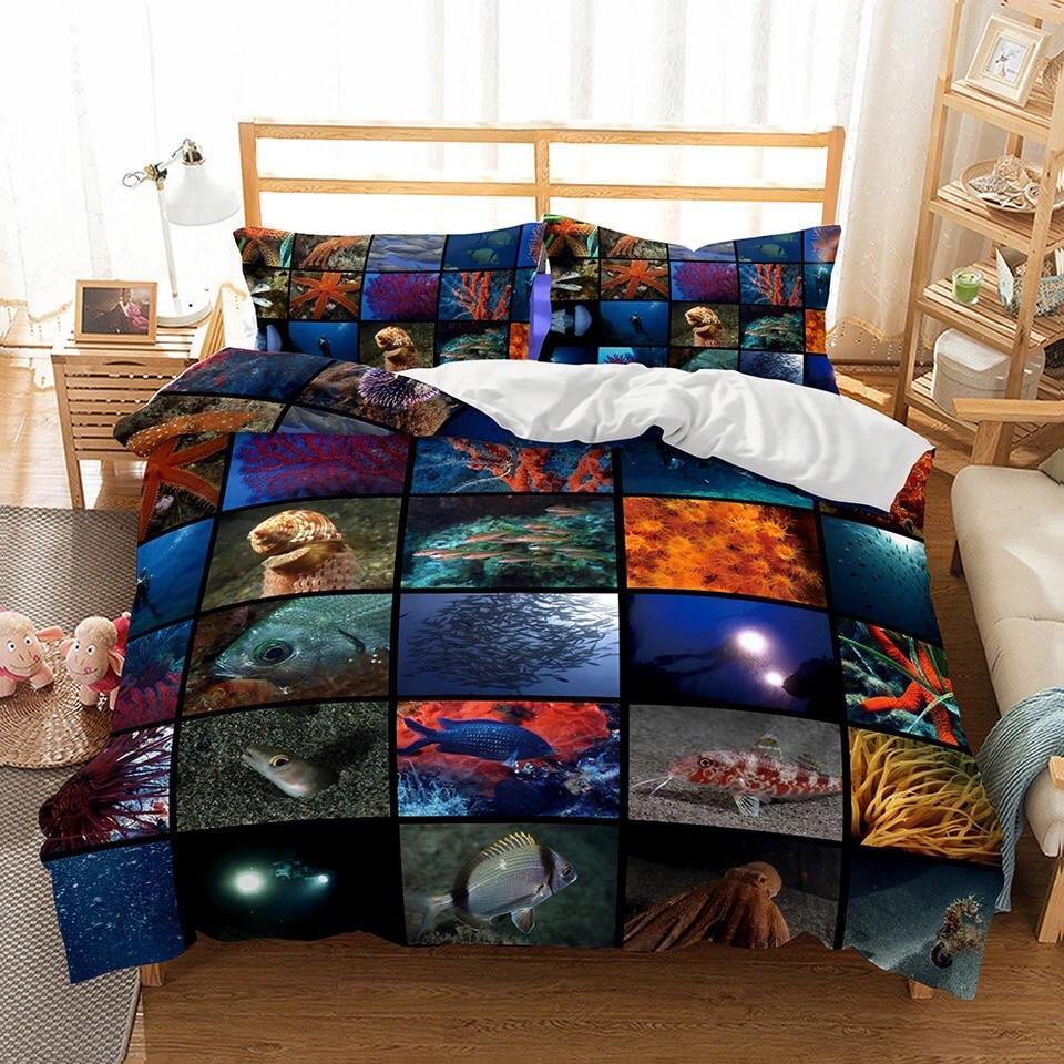 Sea Life Collage 3D Customized Duvet Cover Bedding Sets