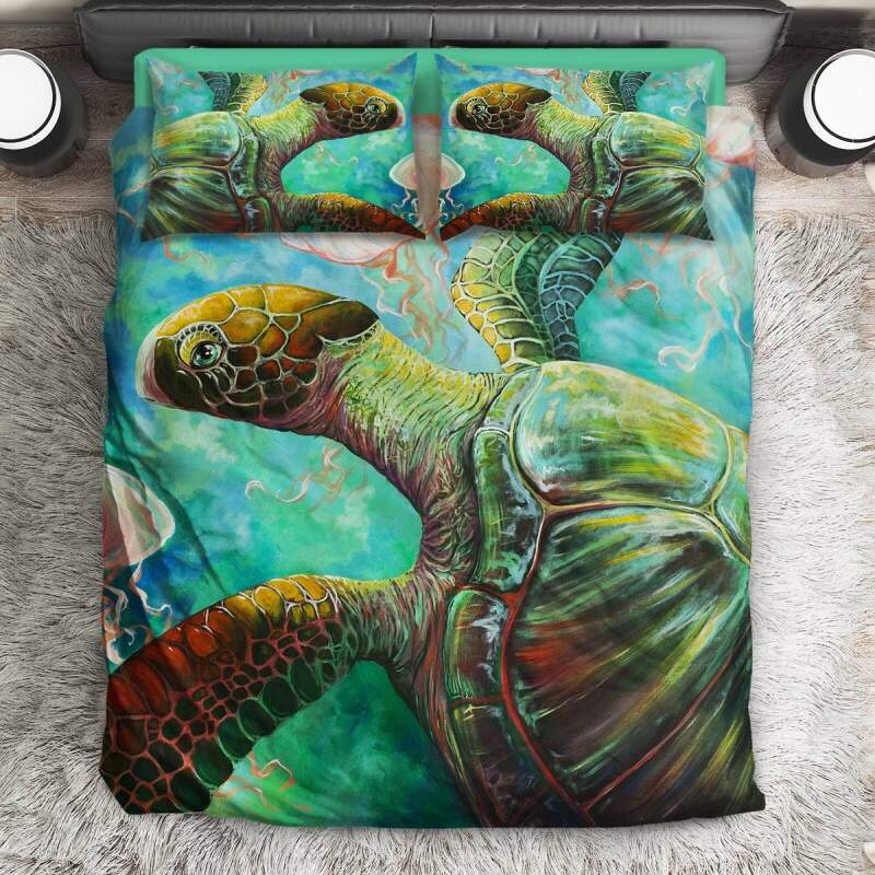 Sea Turtle and Jellyfish 3D Customized Duvet Cover Bedding Sets