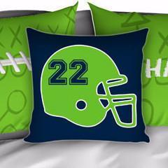 Seahawks Bedding, Personalized Football Bedding, Green and Blue Football Bedding