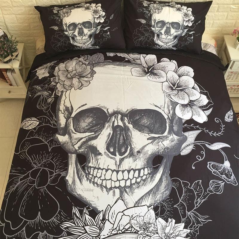 /Set Black and Whiteugarkull Print Comforters3D Customized Duvet Cover Bedding Sets