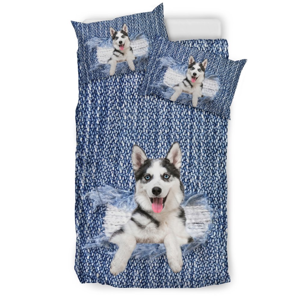 Siberian Husky Break The Wall 3D Customized Duvet Cover Bedding Sets