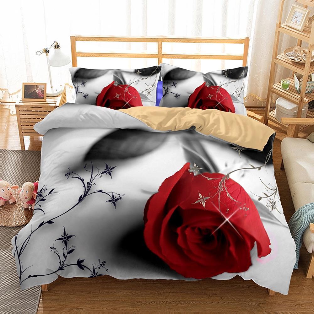 Single Red Rose 3D Customized Duvet Cover Bedding Sets