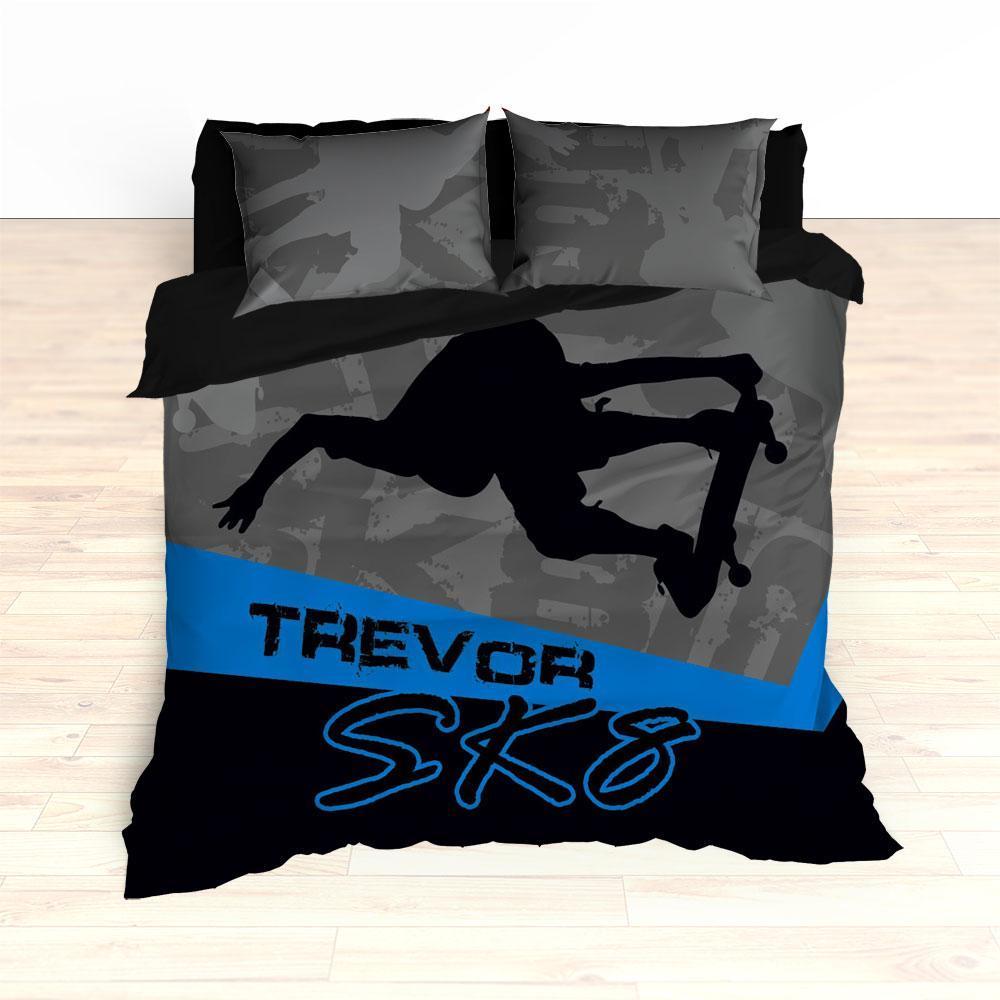 Skateboarding Bedding, Personalized Skateboard Bedroom Decor, Teen, Kids, Nursery
