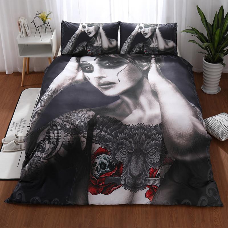 Skull And Beauty 3D Customized Duvet Cover Bedding Sets