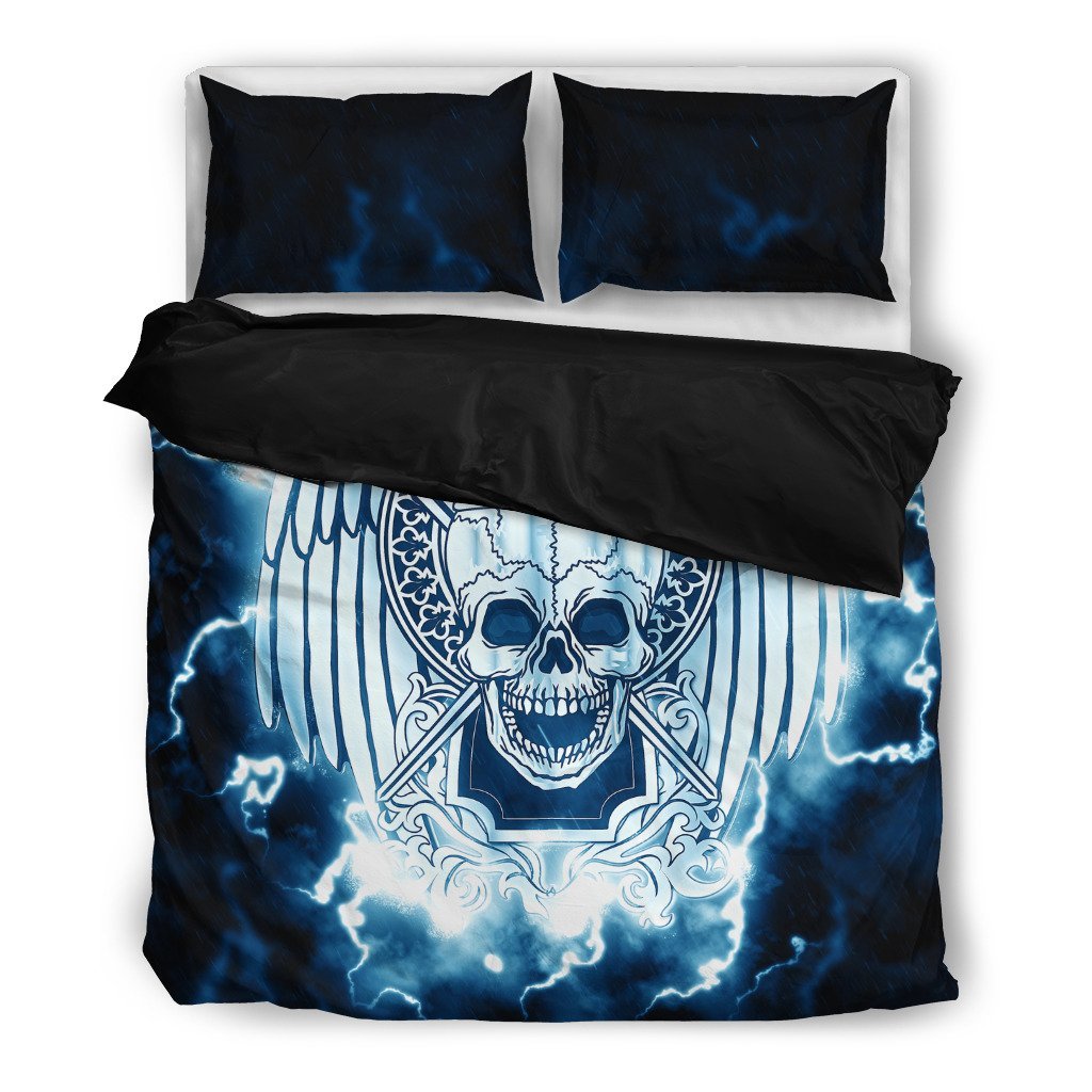 Skull and Blue Lighting 3D Customized Duvet Cover Bedding Sets