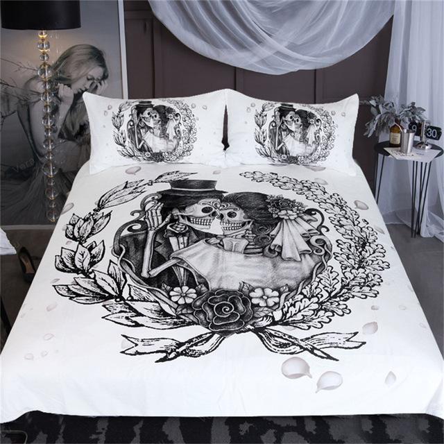 Skull Bedding Set Wedding Dress Duvet Cover