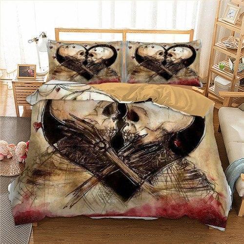 Skull Couple Bedding Set Duvet Cover Pillow Cases