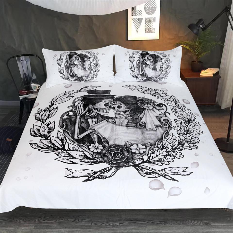 Skull Couple Wedding Pose ART HOP 3D Customized Duvet Cover Bedding Sets