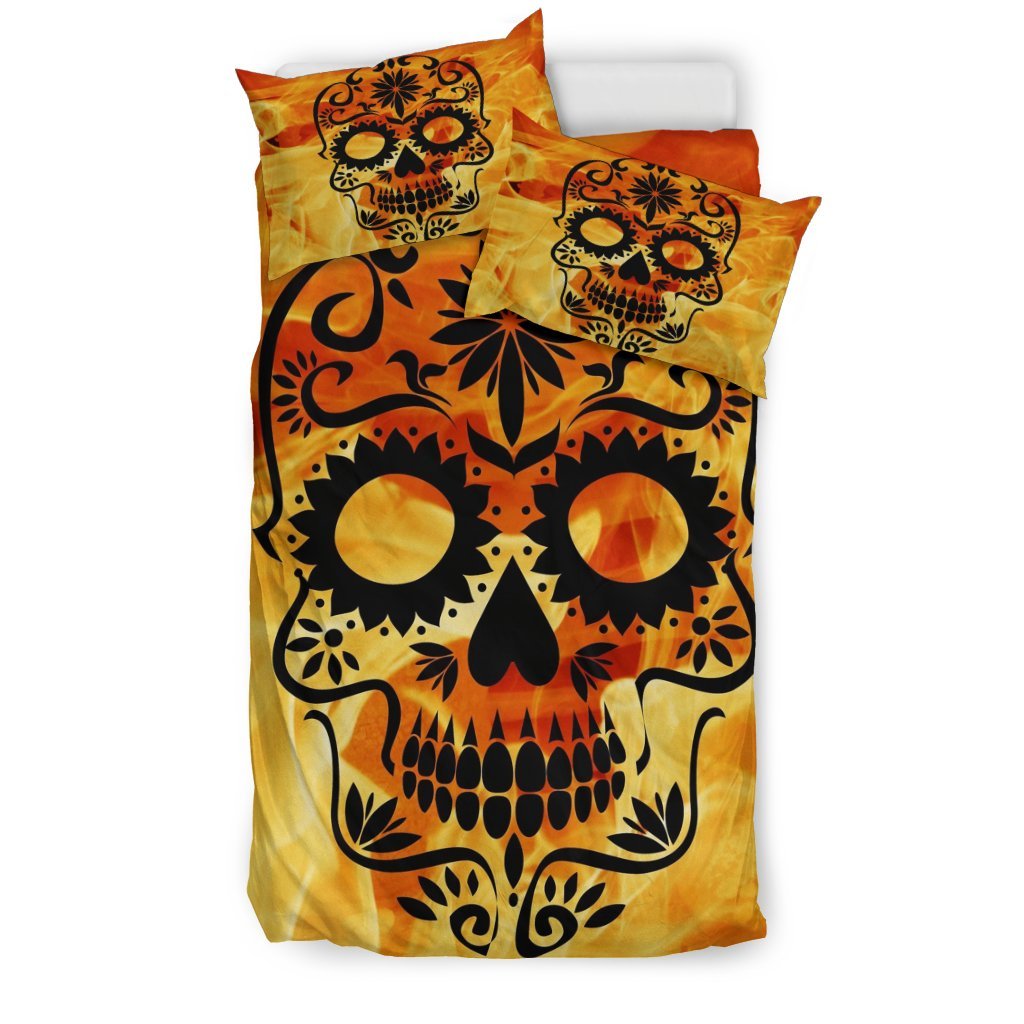 Skull Fire 3D Customized Duvet Cover Bedding Sets