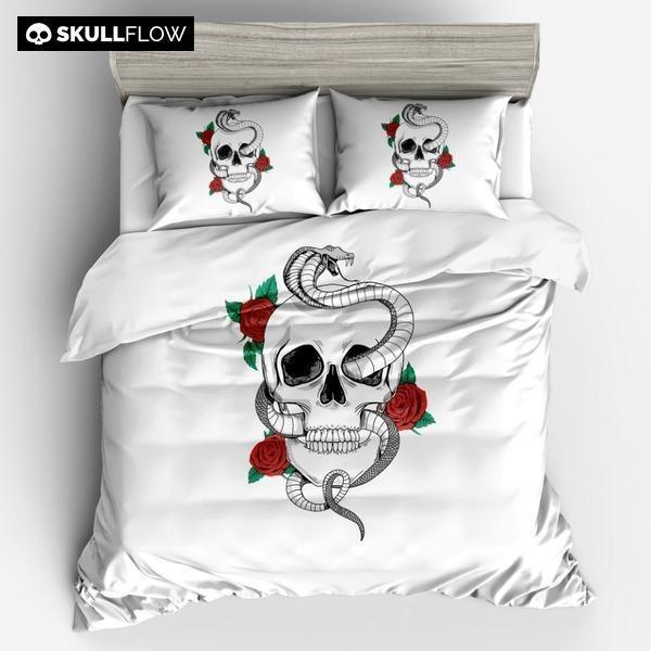 Skull Floral Snake Bedding Set