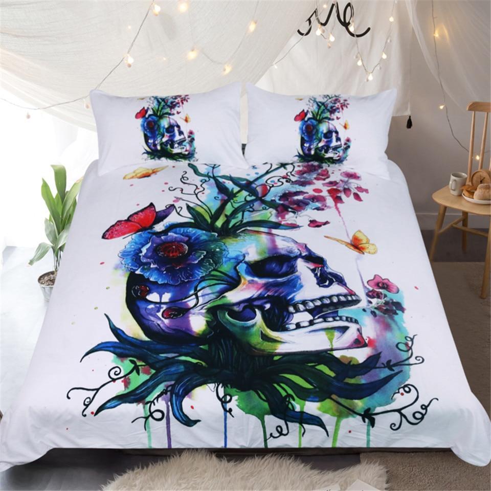 Skull Plant Butterfly Colorful Bedclothes3D Customized Duvet Cover Bedding Sets