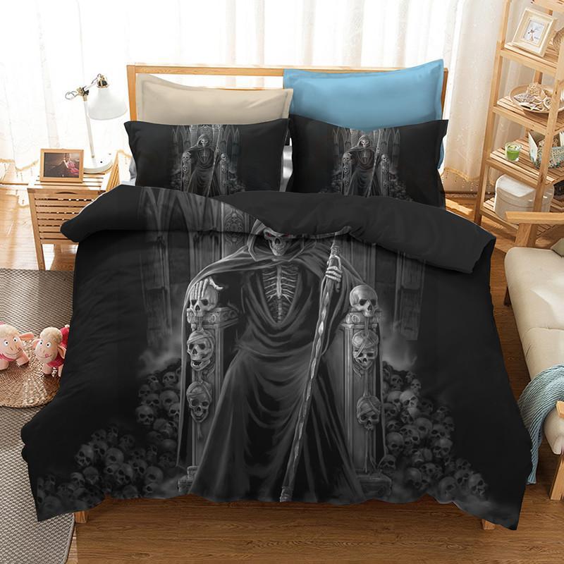 Skull queenizeugarkull Bed coolkull Print Black Bedclothes3D Customized Duvet Cover Bedding Sets