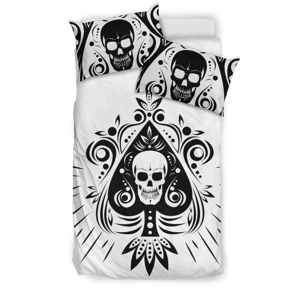 Skull Tattoo Design Black White Bedding Set