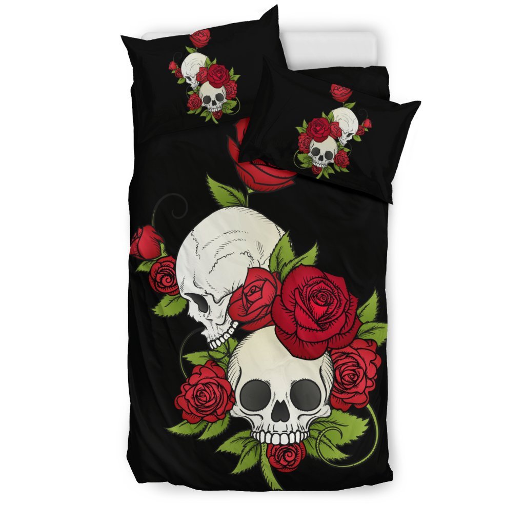 Skulls and Roses 3D Customized Duvet Cover Bedding Sets