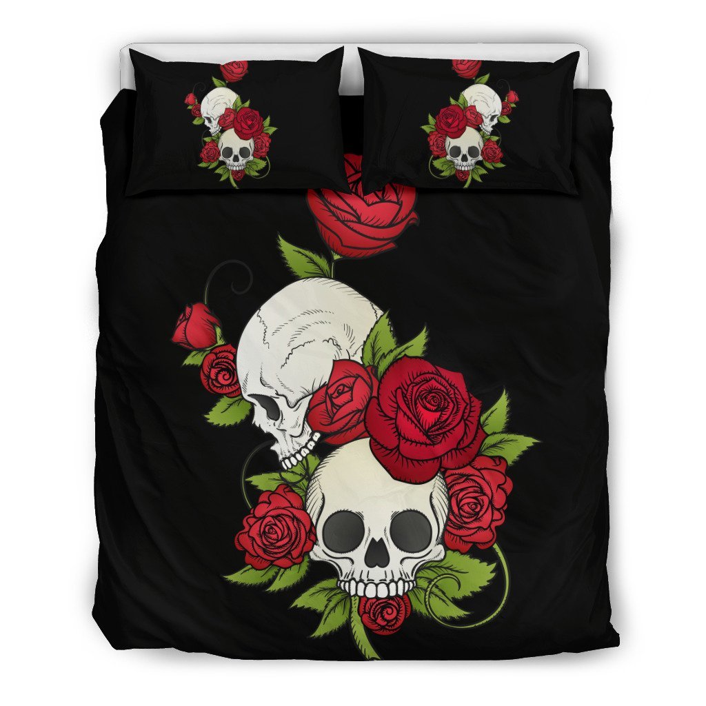 Skulls and Roses 3D Customized Duvet Cover Bedding Sets
