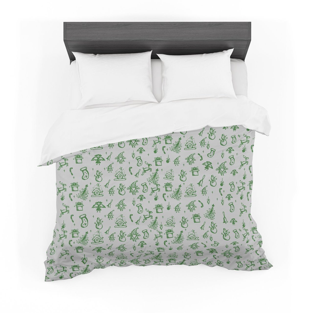 Snaptudio ‘Miniature Christmas Green’ Gray Featherweight3D Customized Duvet Cover Bedding Sets