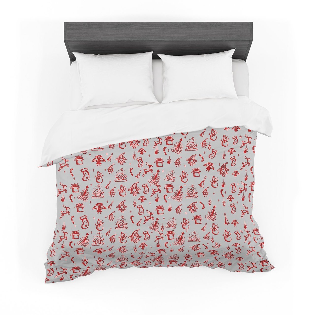 Snaptudio ‘Miniature Christmas Red’ Gray Featherweight3D Customized Duvet Cover Bedding Sets