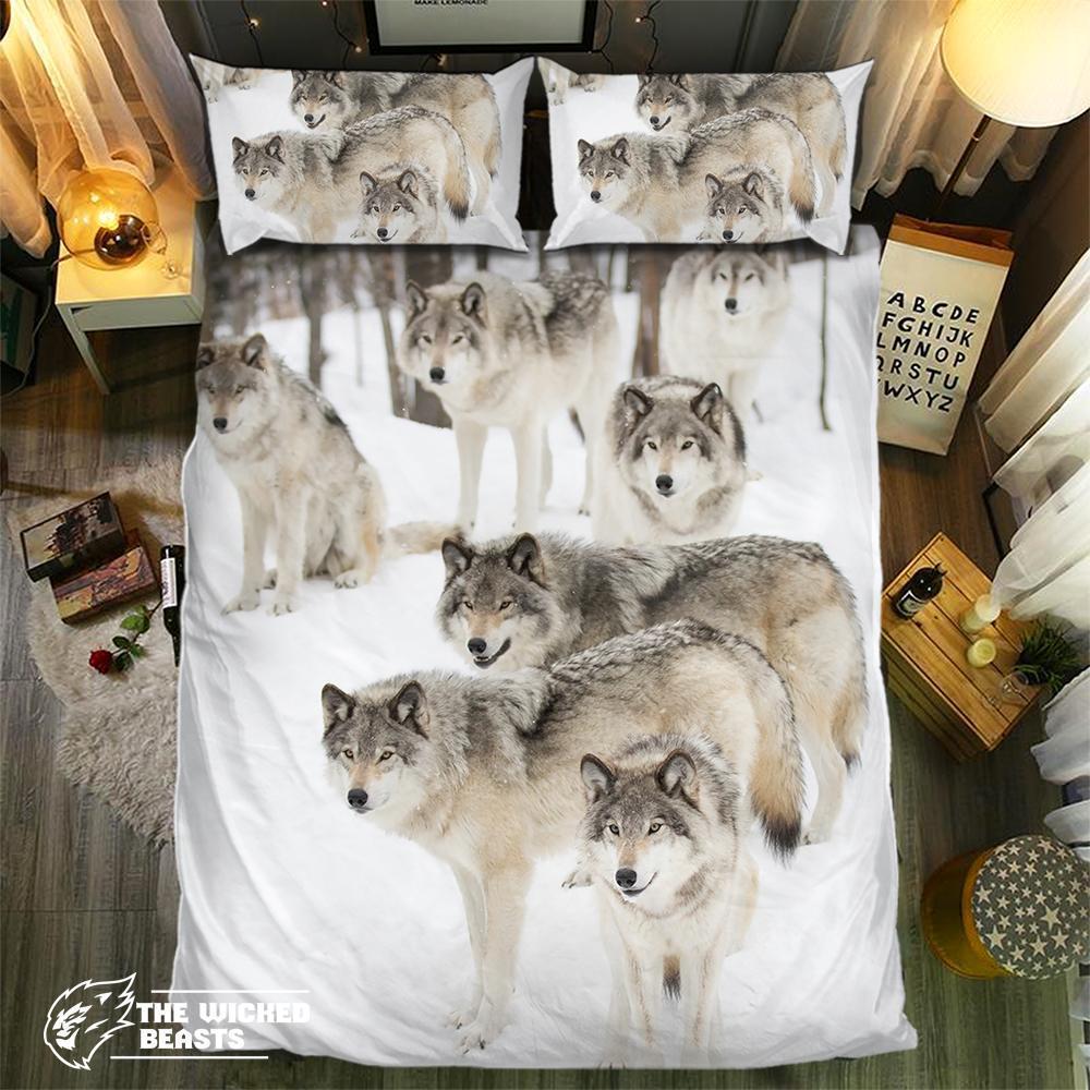 Snow Wolf Pack 092123D Customized Duvet Cover Bedding Sets