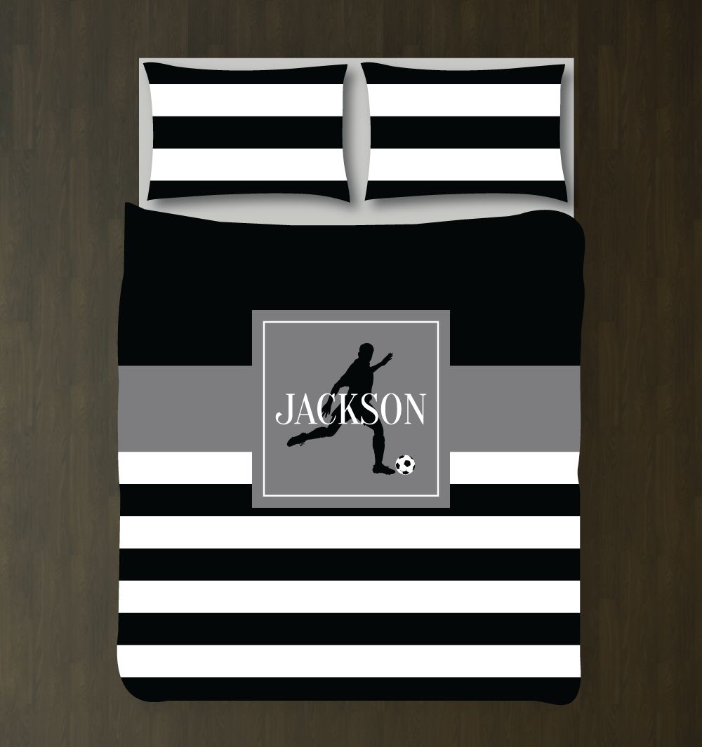 Soccer Player Bedding Set with Stripes Customized Duvet Cover