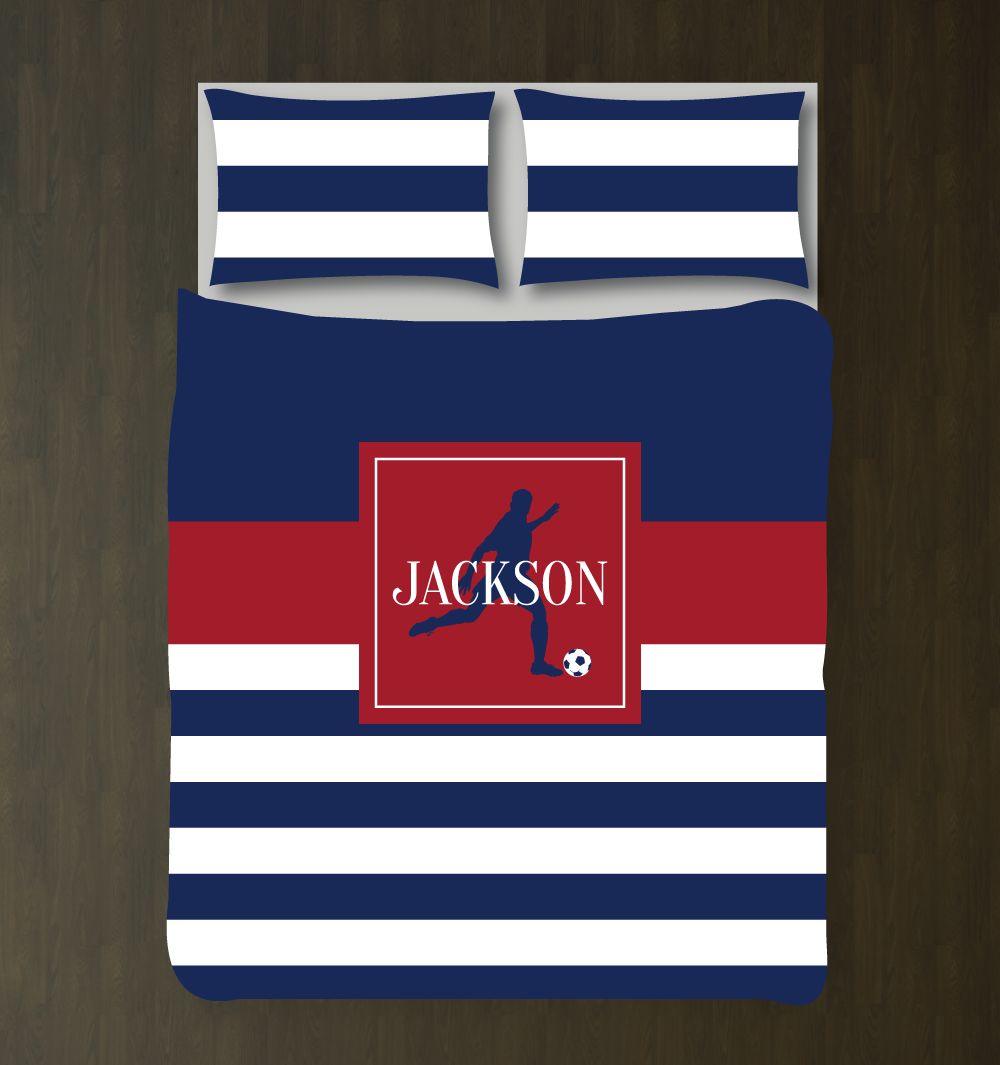 Soccer Player Bedding Set with Stripes Customized Duvet Cover