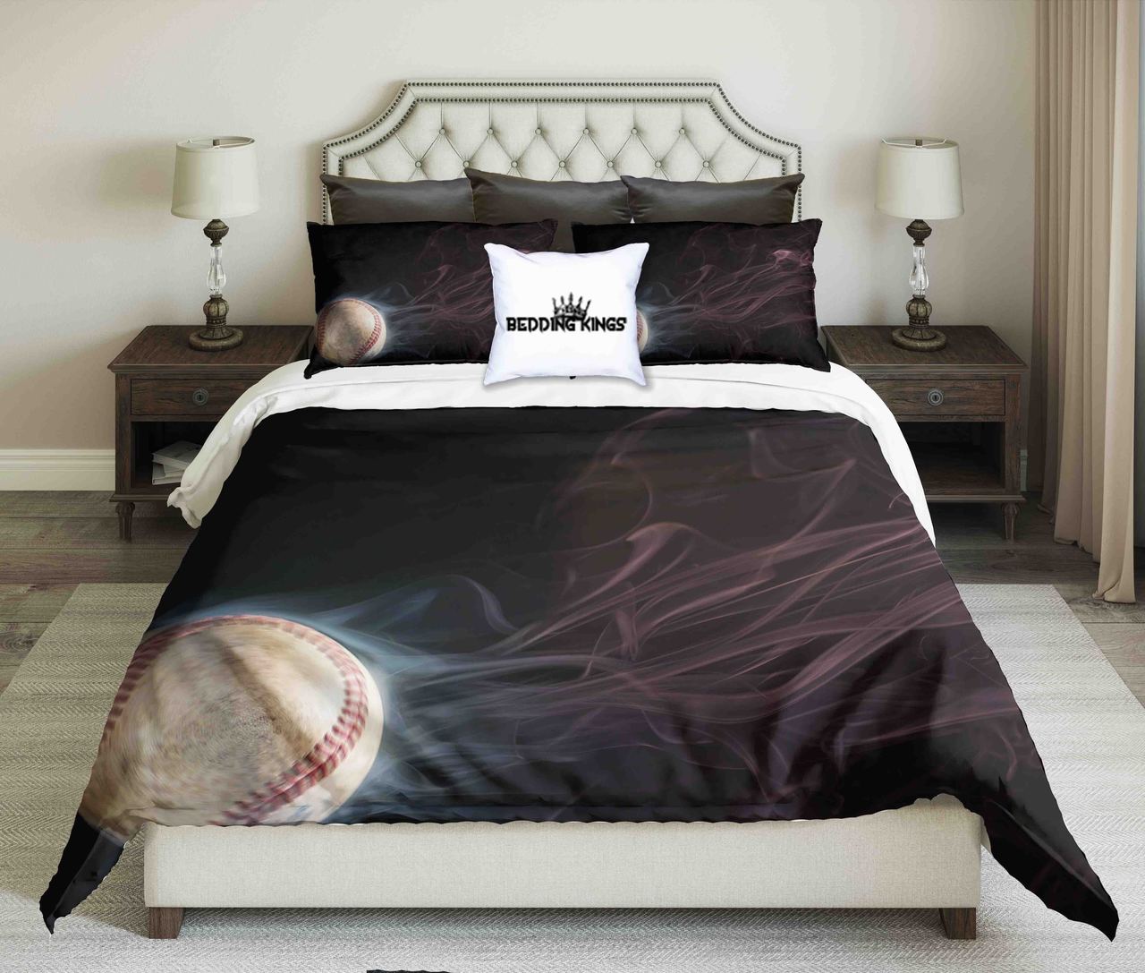Spinning Baseball With a Trail Ofmoke | kings3D Customized Duvet Cover Bedding Sets