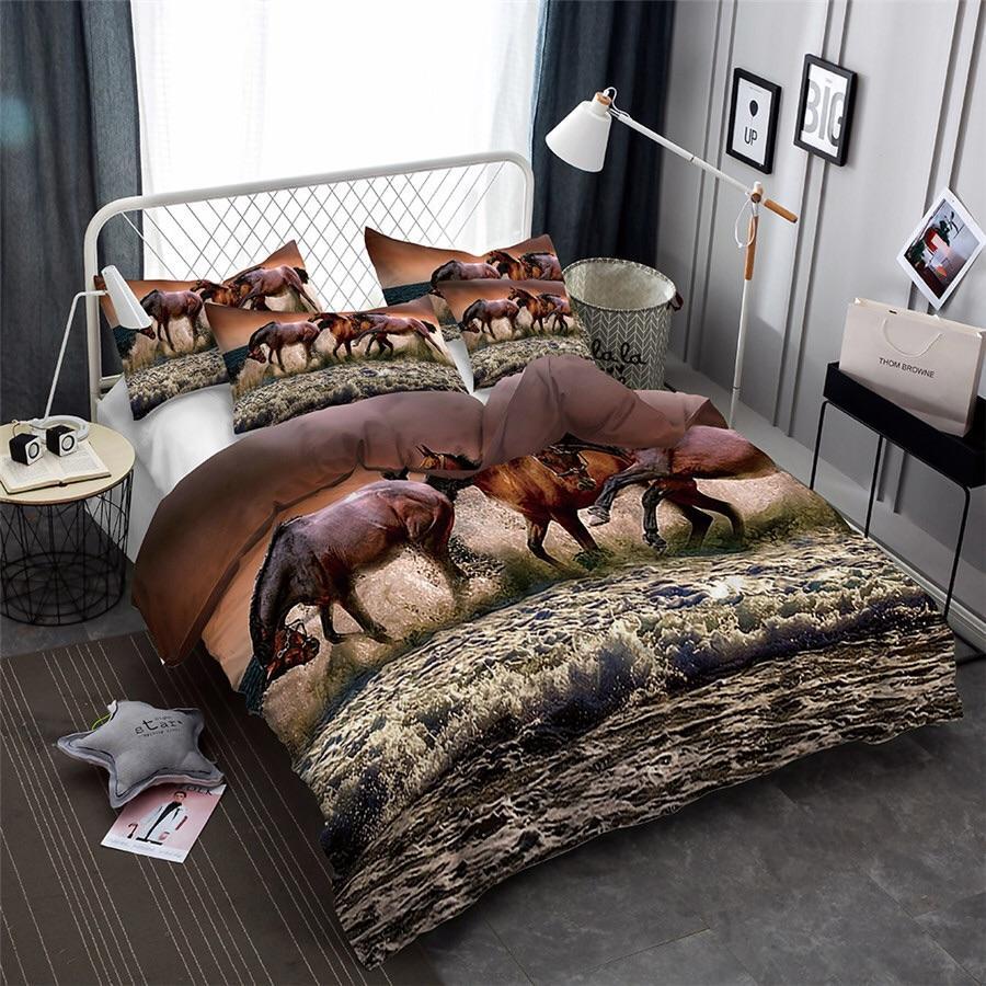 Splashing Horses 3D Customized Duvet Cover Bedding Sets