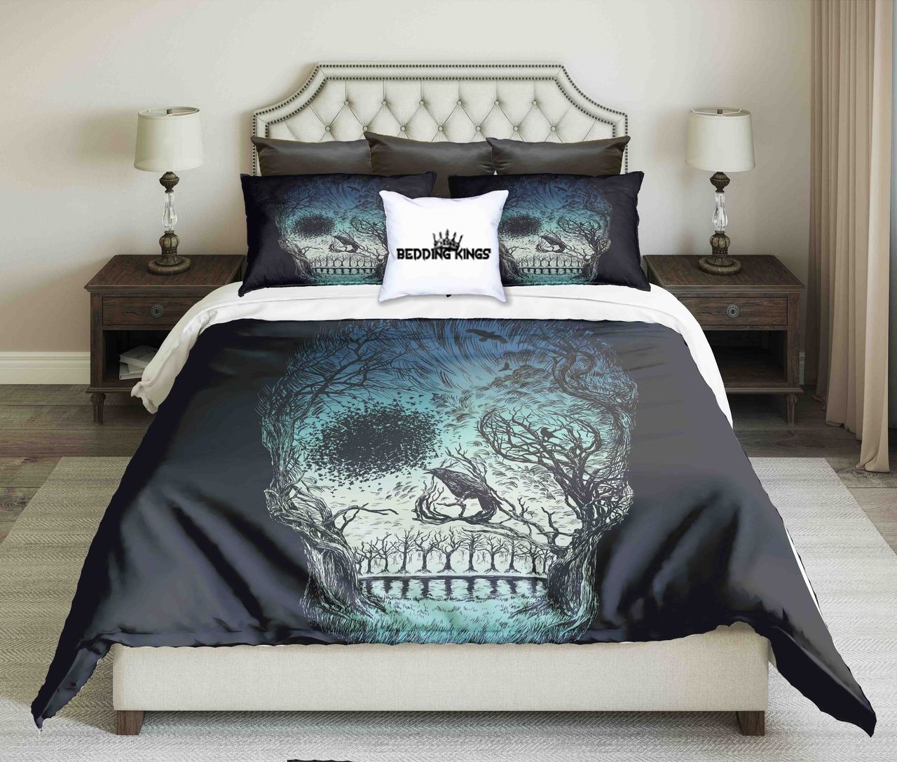 Spooky Night Through Thekull Design | kings3D Customized Duvet Cover Bedding Sets