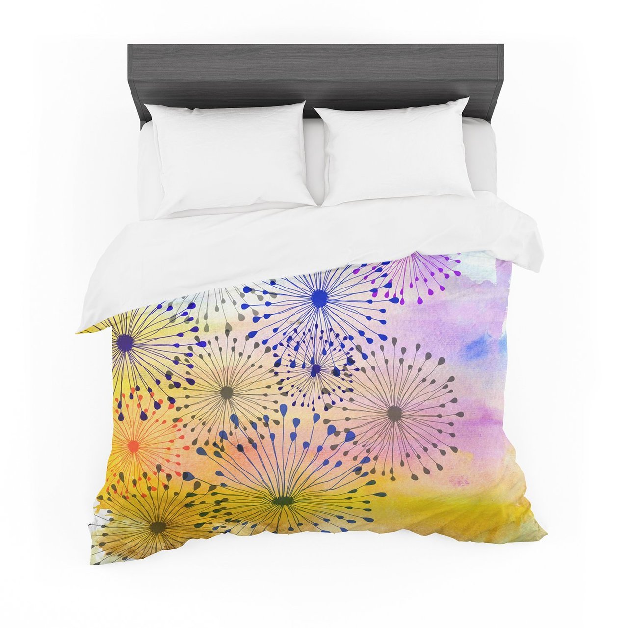 Sreetama Ray ‘Bursting Blossoms’ Yellow Purple Featherweight3D Customized Duvet Cover Bedding Sets