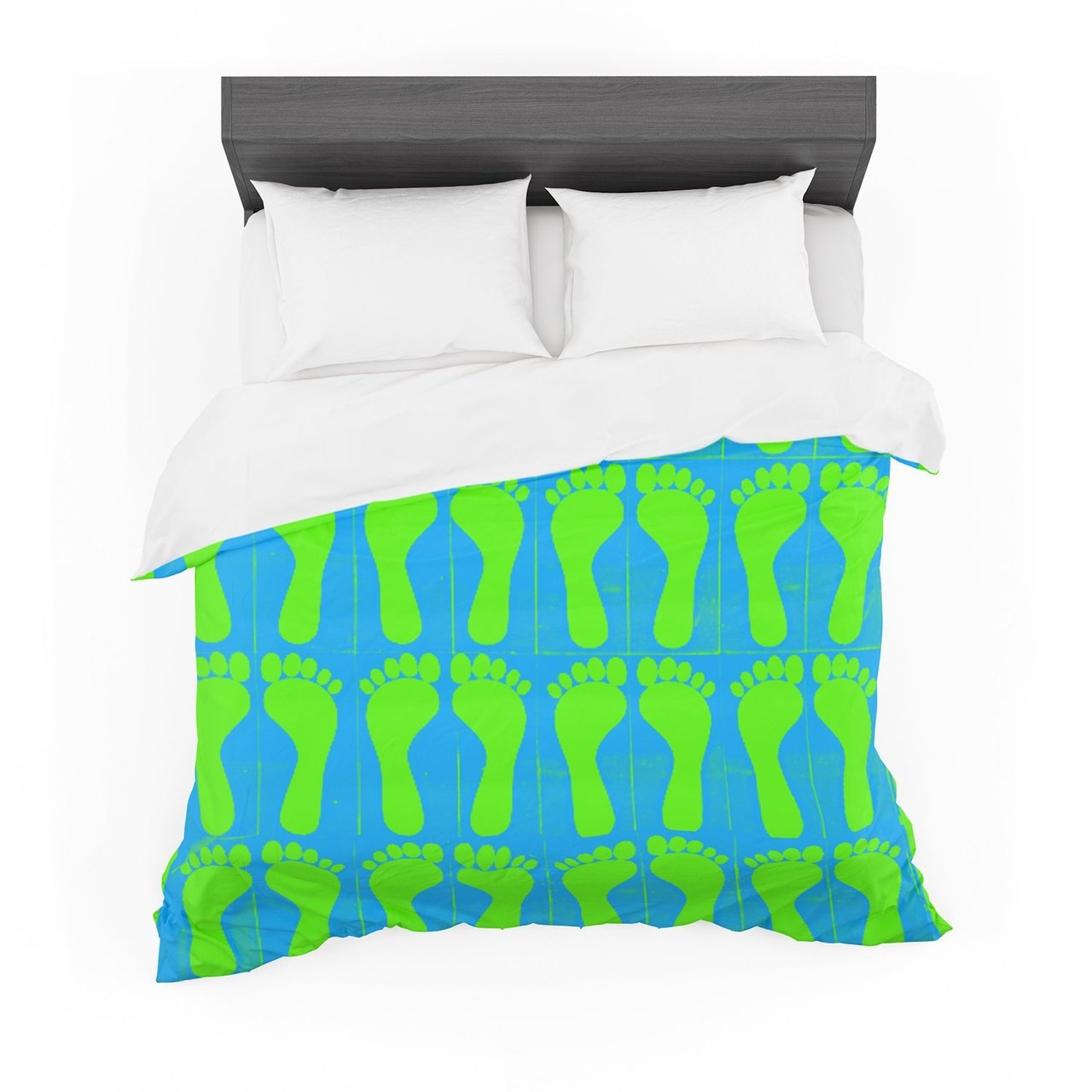 Sreetama Ray ‘Footprints Green’ Blue Aqua Featherweight3D Customized Duvet Cover Bedding Sets