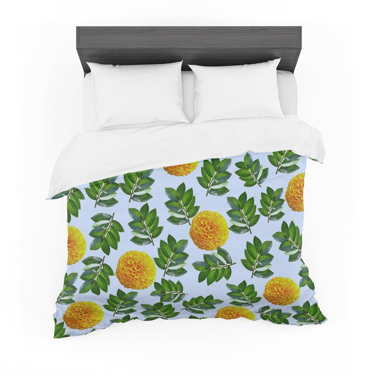 Sreetama Ray ‘More Marigold’ Green Blue Featherweight3D Customized Duvet Cover Bedding Sets