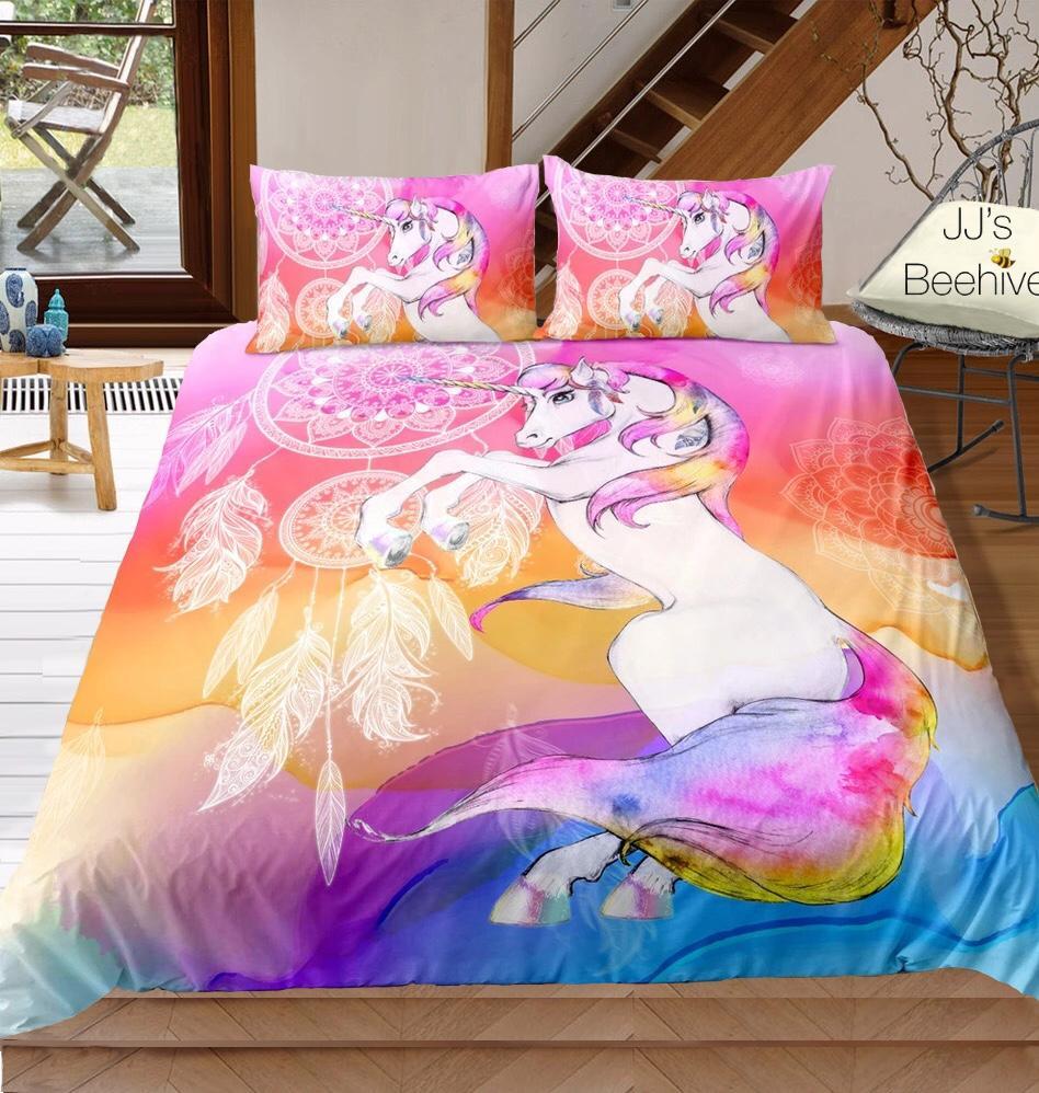 Standing Unicorn Dreamcatcher 3D Customized Duvet Cover Bedding Sets