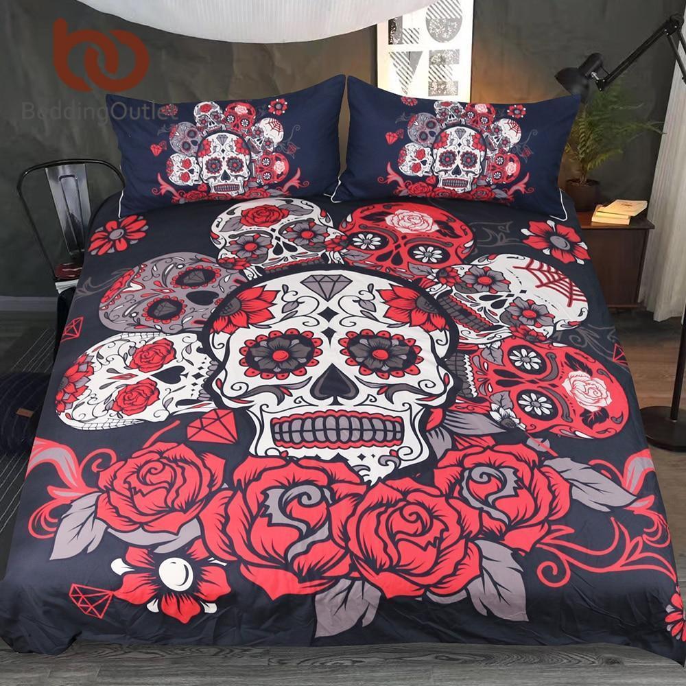 Sugar Skull Bedding Set Duvet Cover With Pillowcases