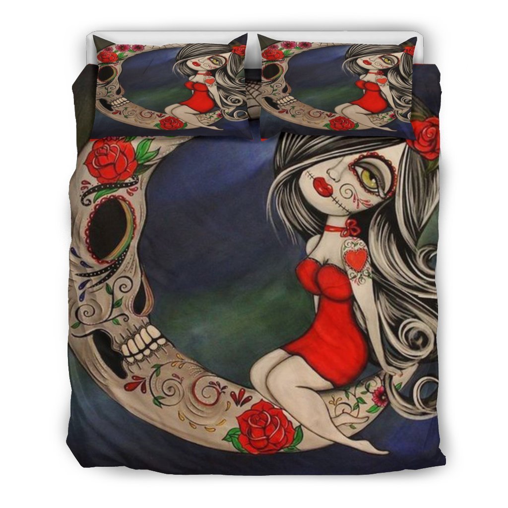 Sugar Skull Moon Duvet Cover Set