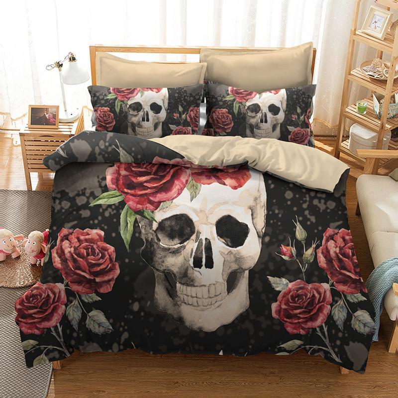 Sugarkull & Flowers 3D Customized Duvet Cover Bedding Sets