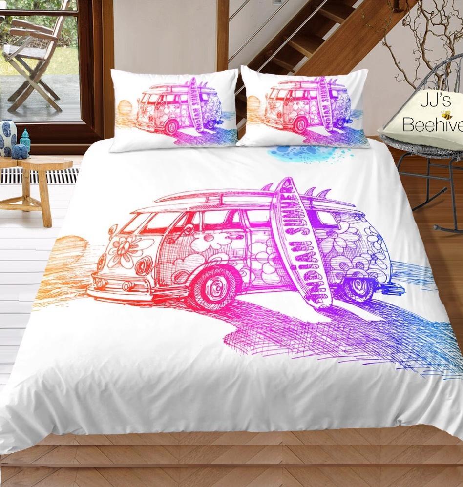 Summer Beachside Combi Van 3D Customized Duvet Cover Bedding Sets