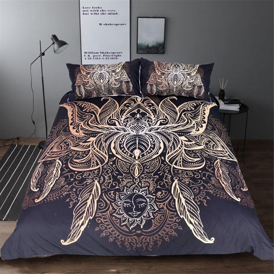 Sun Print Lotus Boho ART HOP 3D Customized Duvet Cover Bedding Sets