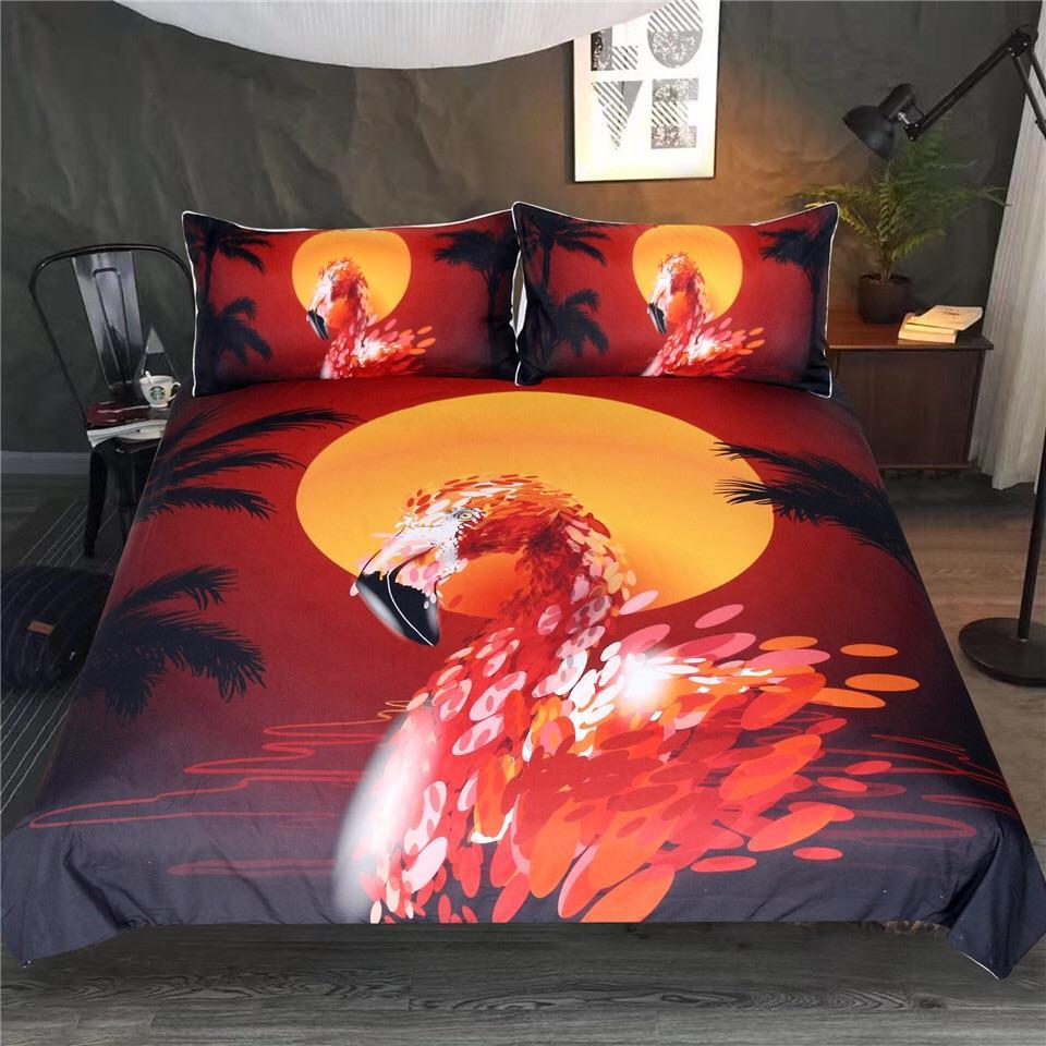 Sunset Flamingo 3D Customized Duvet Cover Bedding Sets