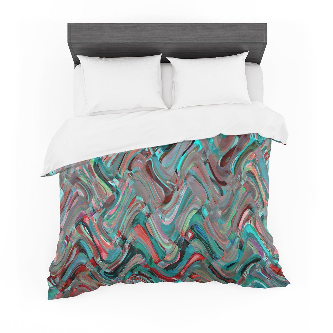 Suzanne Carter ‘Abstract Wave’ Teal Abstract Featherweight3D Customized Duvet Cover Bedding Sets