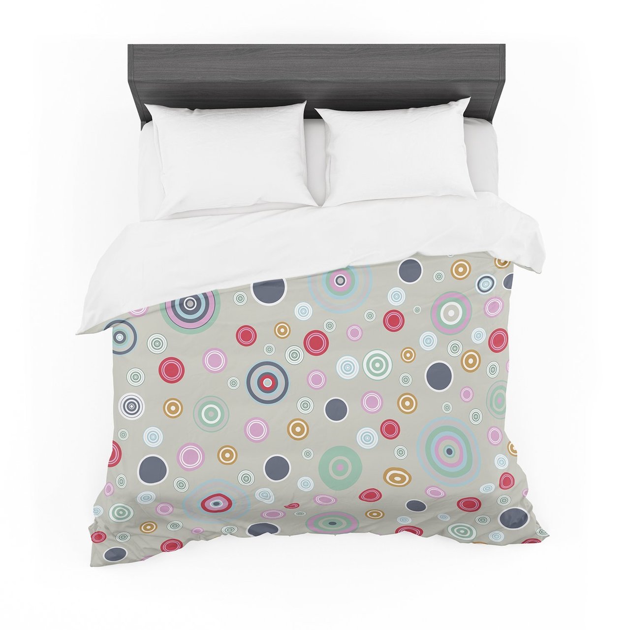 Suzanne Carter ‘Circle Circle I’ Gray Multicolor Featherweight3D Customized Duvet Cover Bedding Sets