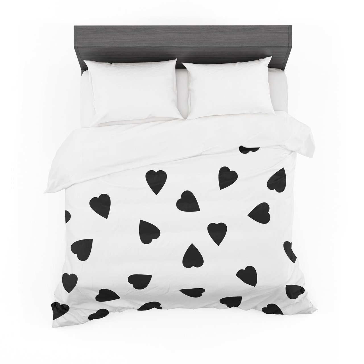 Suzanne Carter ‘Hearts Black’ White Featherweight3D Customized Duvet Cover Bedding Sets