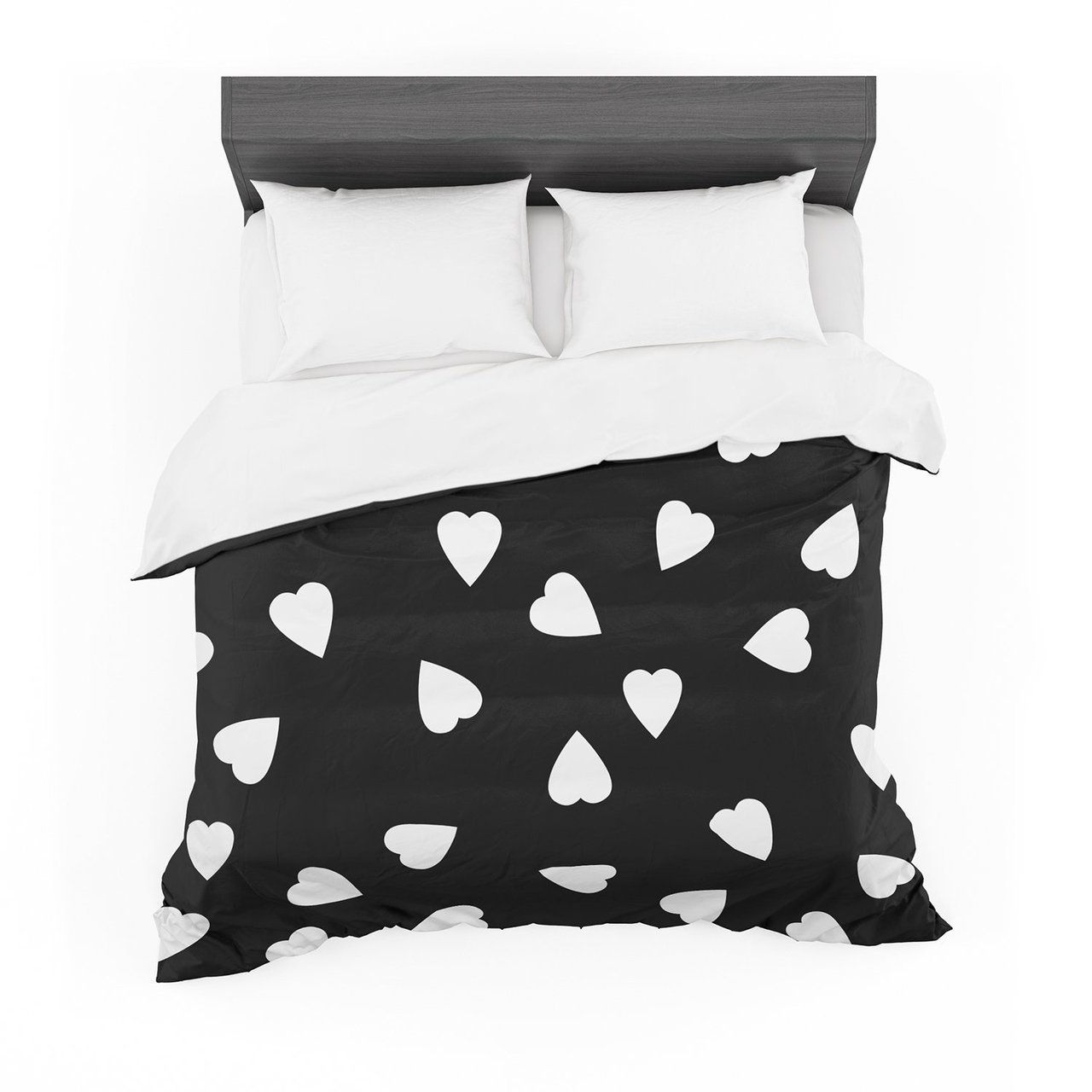 Suzanne Carter ‘Hearts White’ Black Featherweight3D Customized Duvet Cover Bedding Sets