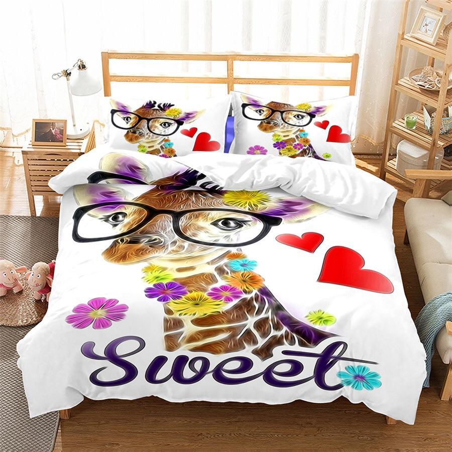 Sweet Giraffe 3D Customized Duvet Cover Bedding Sets