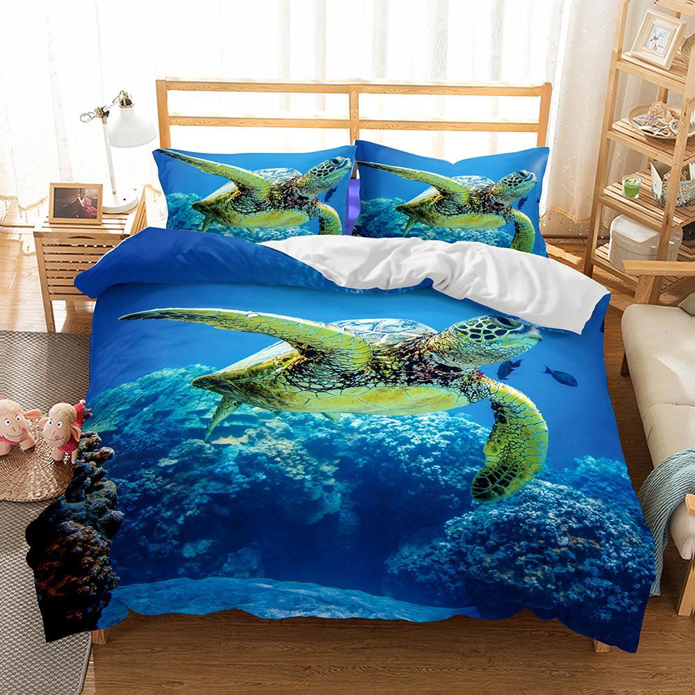 Swimming Turtle 3D Customized Duvet Cover Bedding Sets