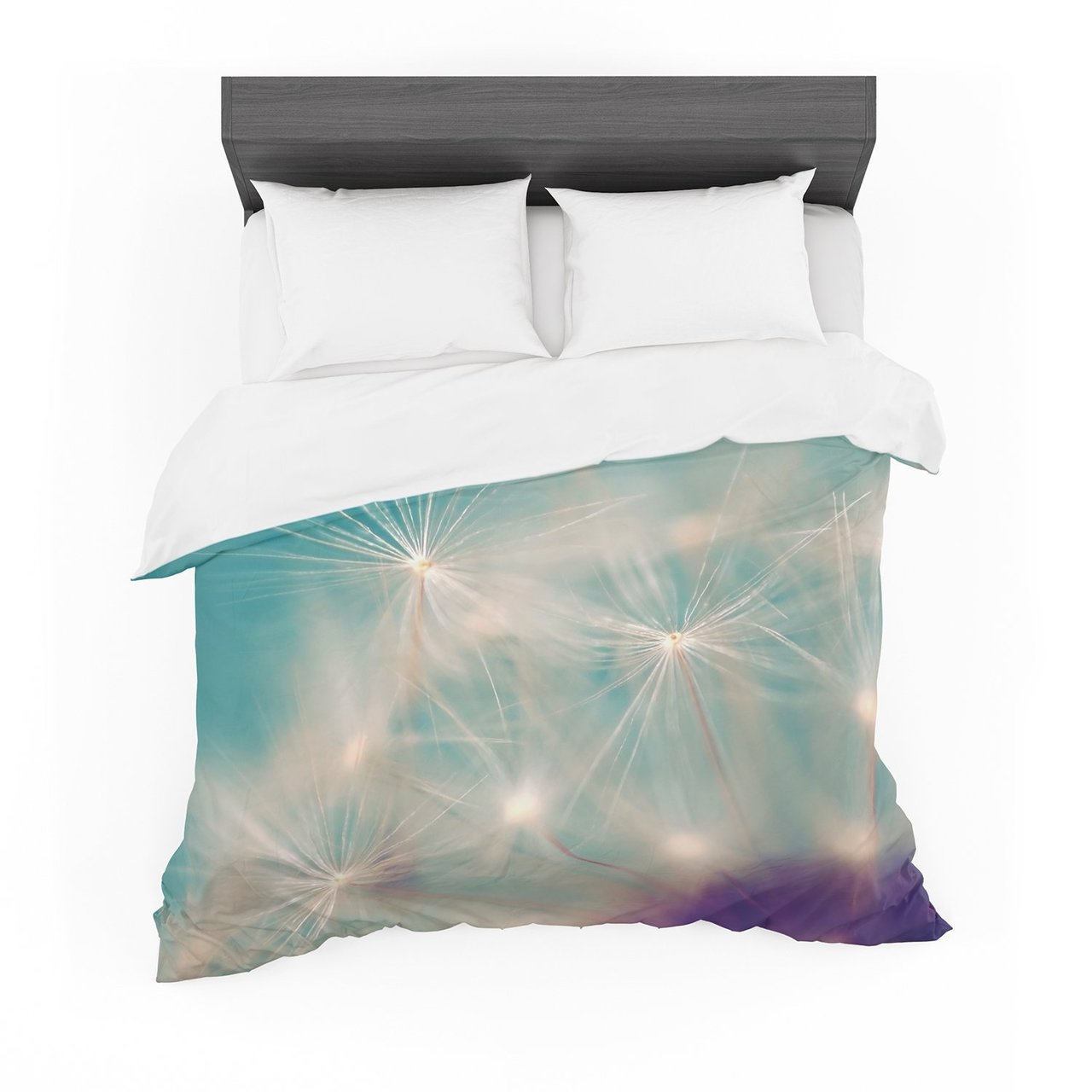 Sylvia Cook ‘Dandelioneedhead’ White Aqua Featherweight3D Customized Duvet Cover Bedding Sets