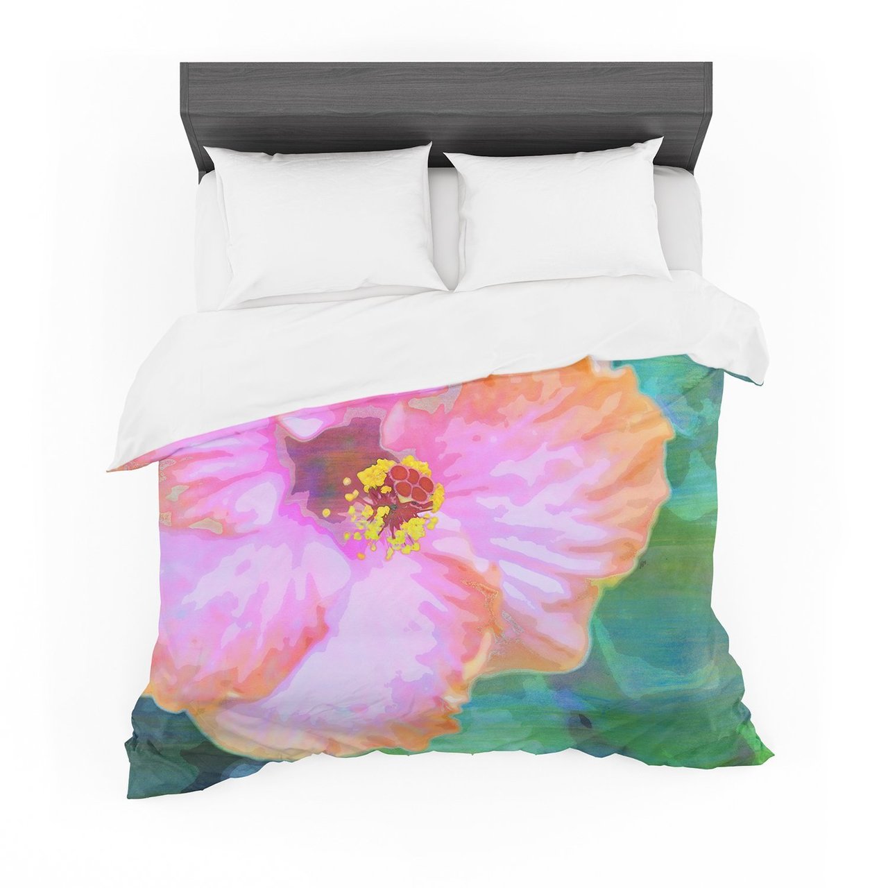 Sylvia Cook ‘Hibiscus’ Green Pink Featherweight3D Customized Duvet Cover Bedding Sets