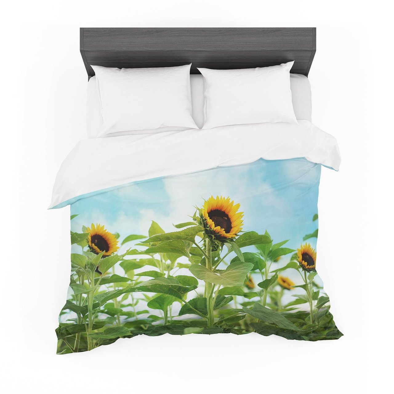 Sylvia Cook ‘Sunflower Field’ Blue Green Featherweight3D Customized Duvet Cover Bedding Sets