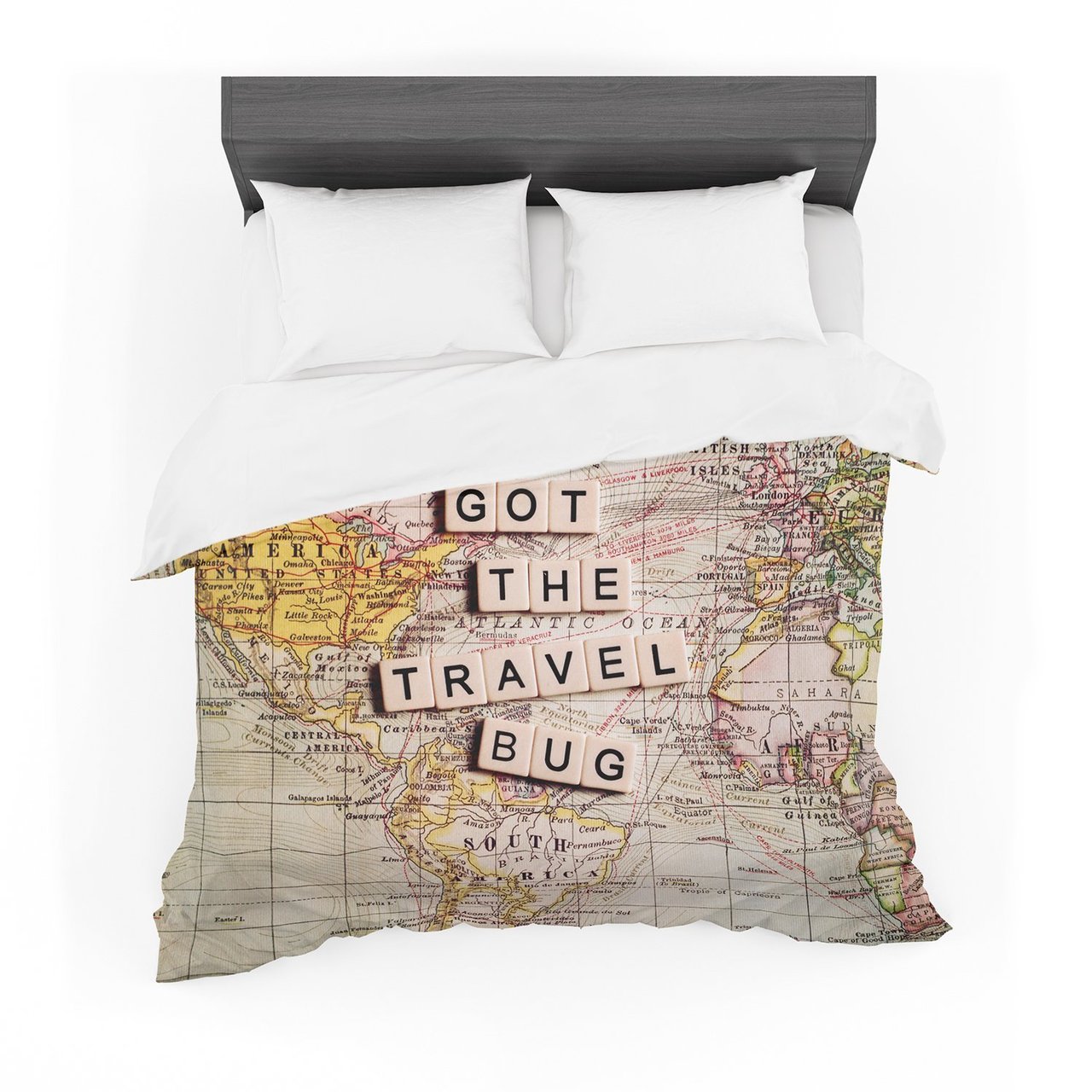 Sylvia Cook ‘Travel Bug’ Map Featherweight3D Customized Duvet Cover Bedding Sets