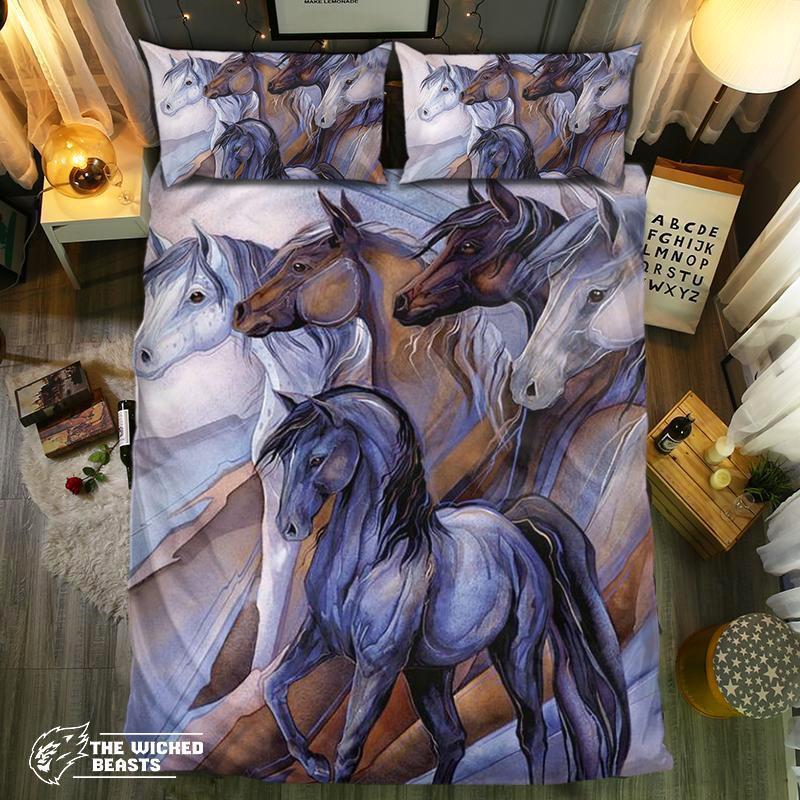 Team Of Horses3D Customized Duvet Cover Bedding Sets